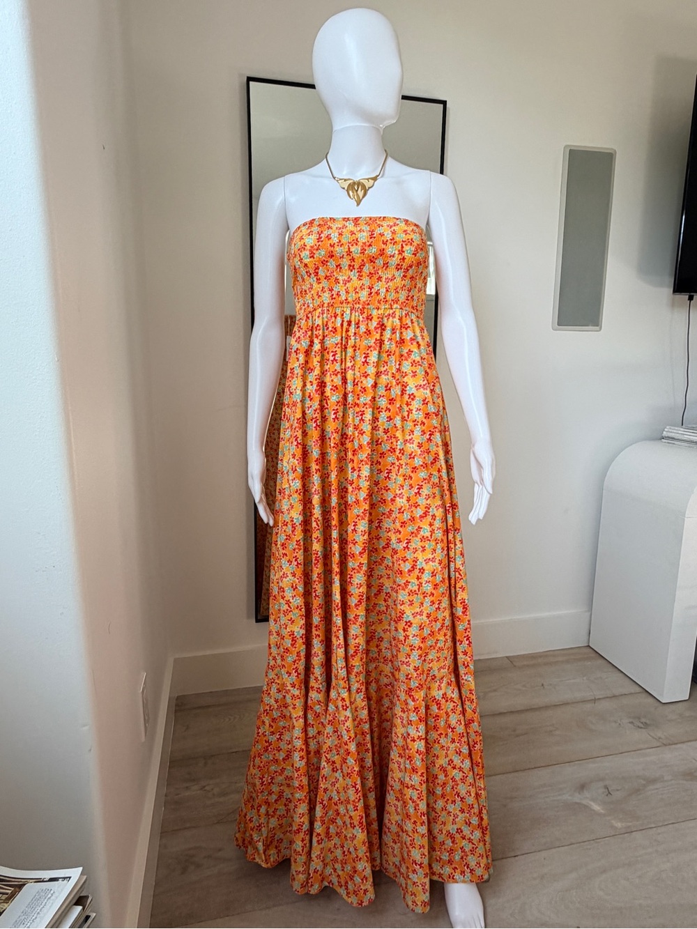 NWT Caroline Constas Floral Maxi Skirt or Dress. Fits S-M. 🧡🌸 (top not included)